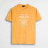 T-shirt 100% jersey di cotone fiammato con stampa lettering - Gold Yellow