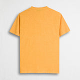100% Slub Cotton Jersey T-Shirt with Lettering Print - Gold Yellow