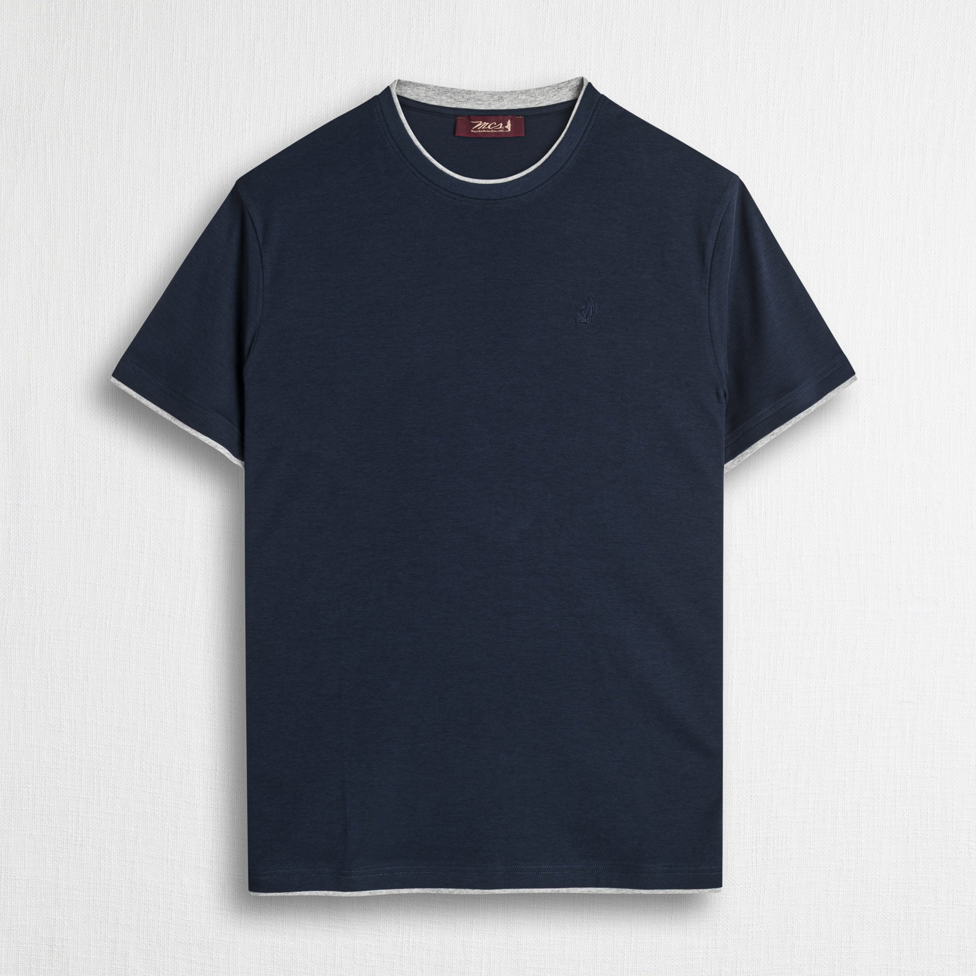 T-shirt 100% cotone mercerizzato doppia costina - Navy Blue