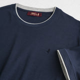 T-shirt 100% cotone mercerizzato doppia costina - Navy Blue