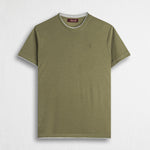 T-shirt 100% cotone mercerizzato doppia costina - Dark Olive