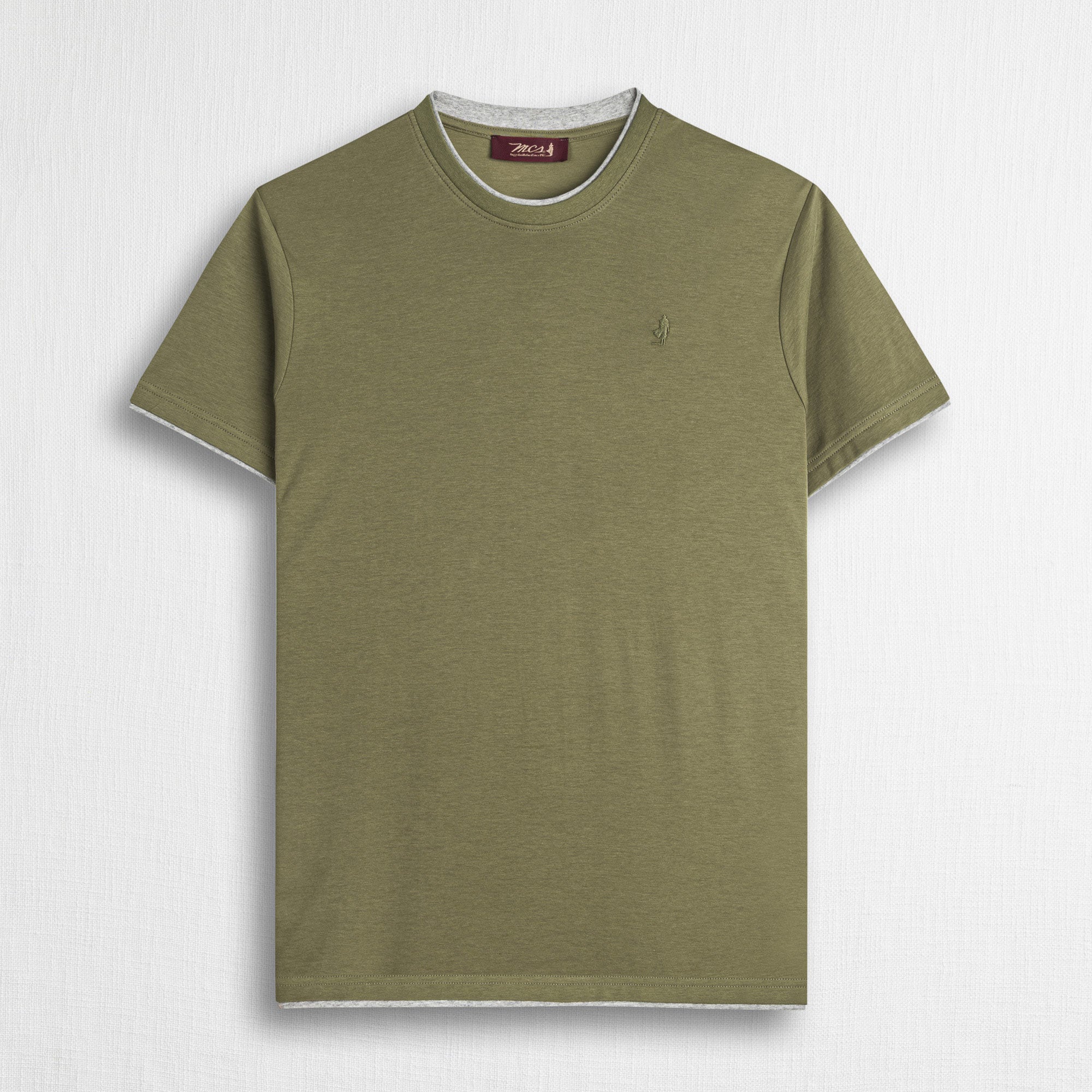 T-shirt 100% cotone mercerizzato doppia costina - Dark Olive
