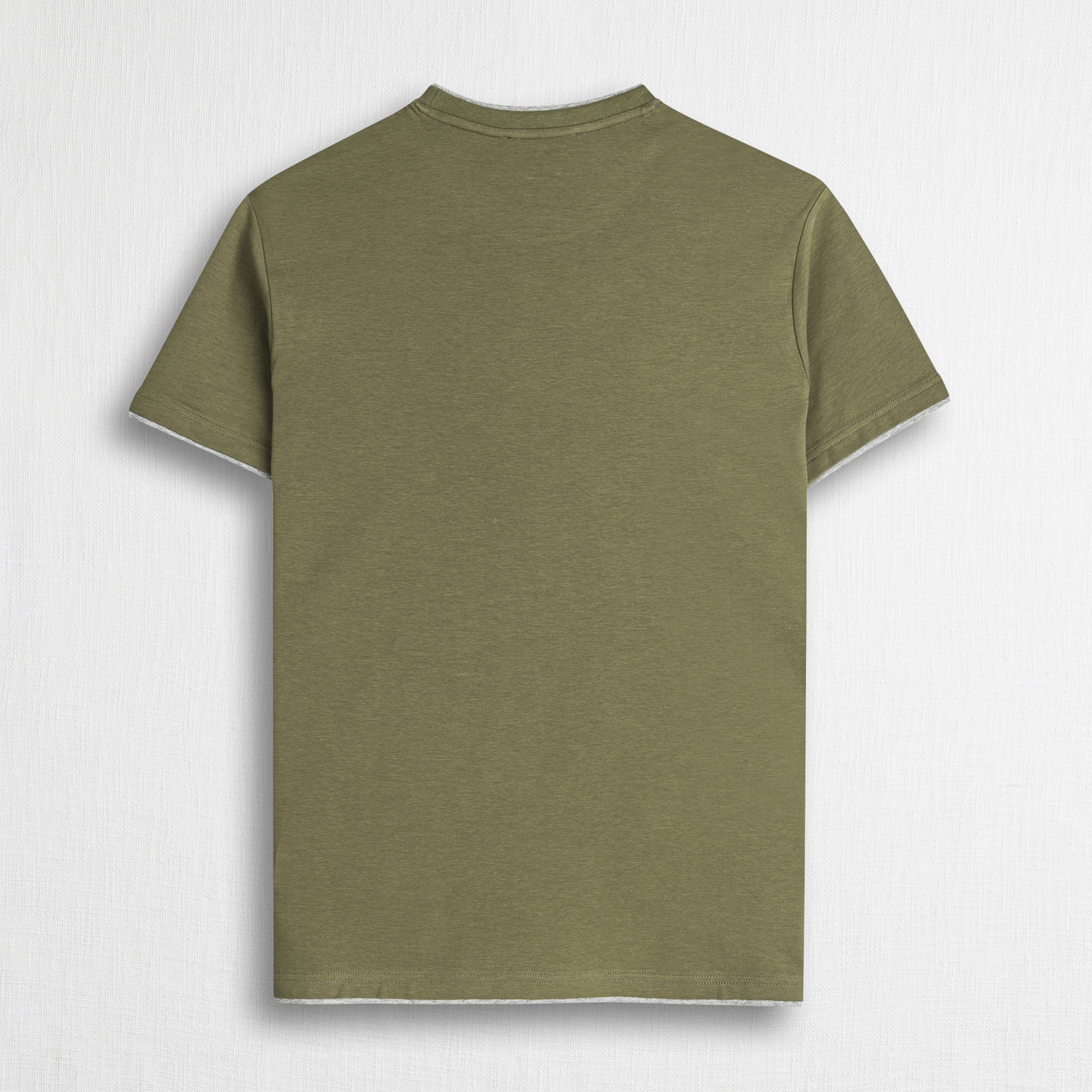 T-shirt 100% cotone mercerizzato doppia costina - Dark Olive
