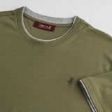 T-shirt 100% cotone mercerizzato doppia costina - Dark Olive