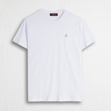T-shirt 100% cotone mercerizzato con logo ricamato - White