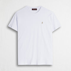T-shirt 100% cotone mercerizzato con logo ricamato - White