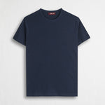 T-shirt 100% cotone mercerizzato con logo ricamato - Navy Blue