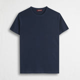 T-shirt 100% cotone mercerizzato con logo ricamato - Navy Blue