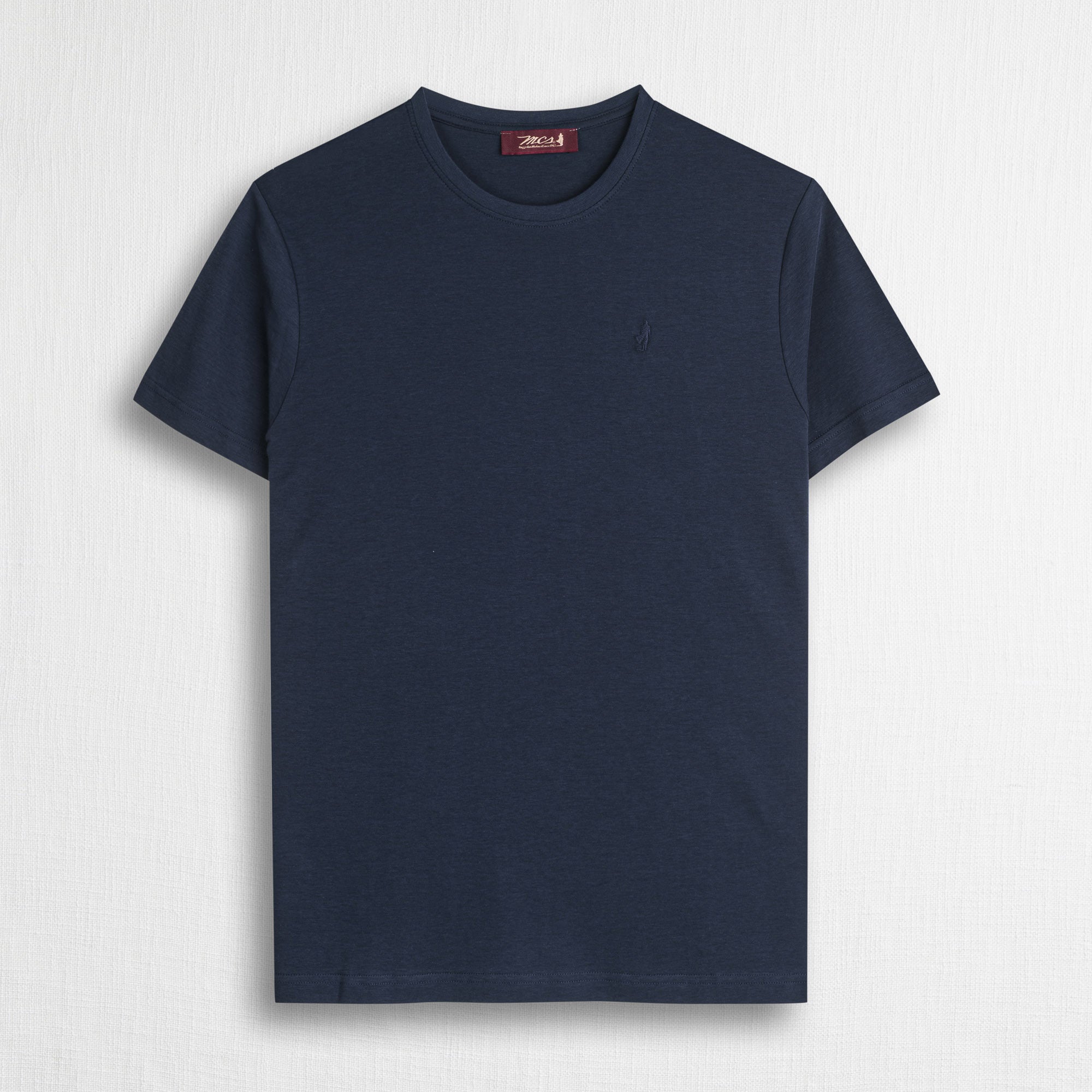 T-shirt 100% cotone mercerizzato con logo ricamato - Navy Blue