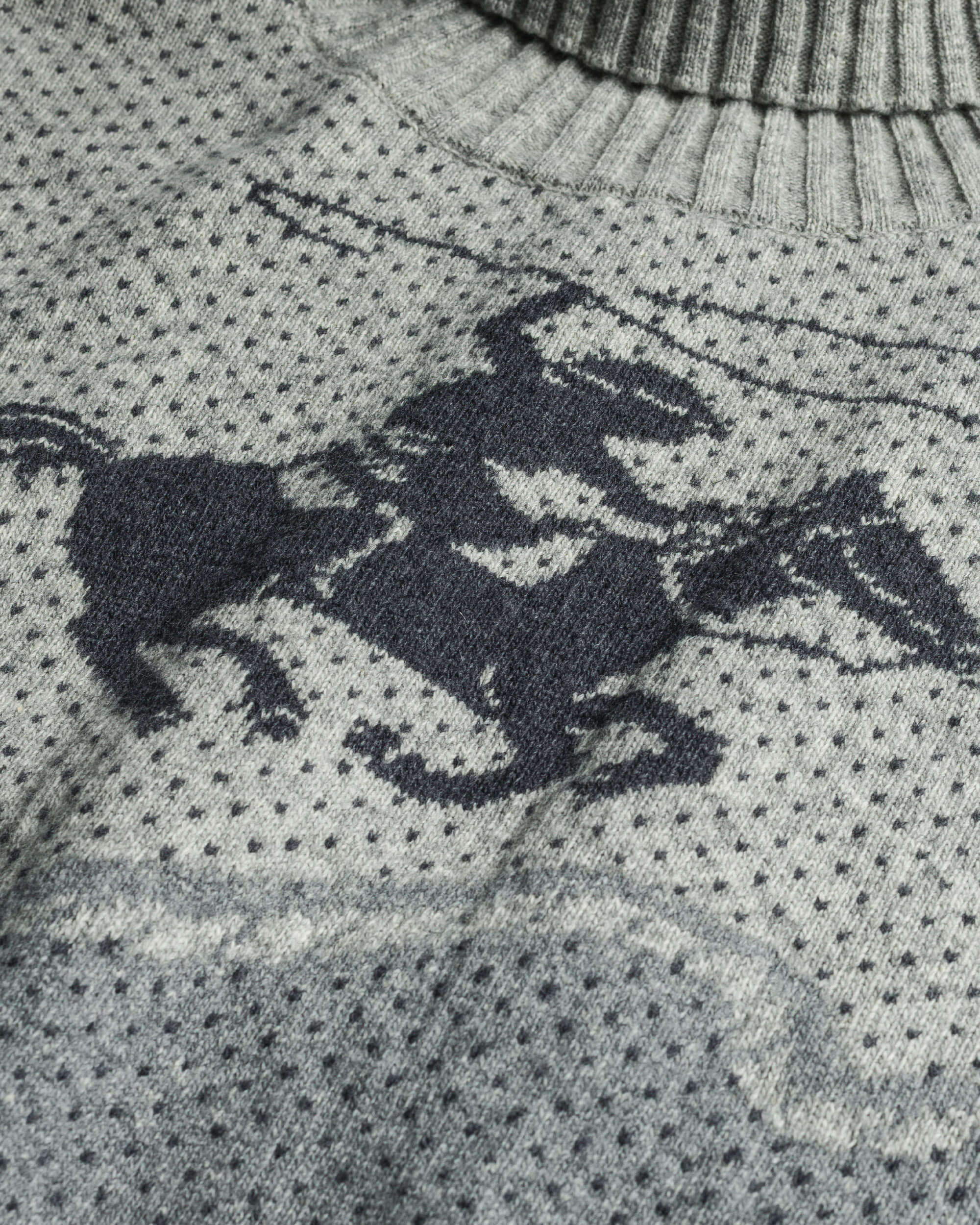 Maglione Jacquard Heritage Western dettaglio - Grey Melange