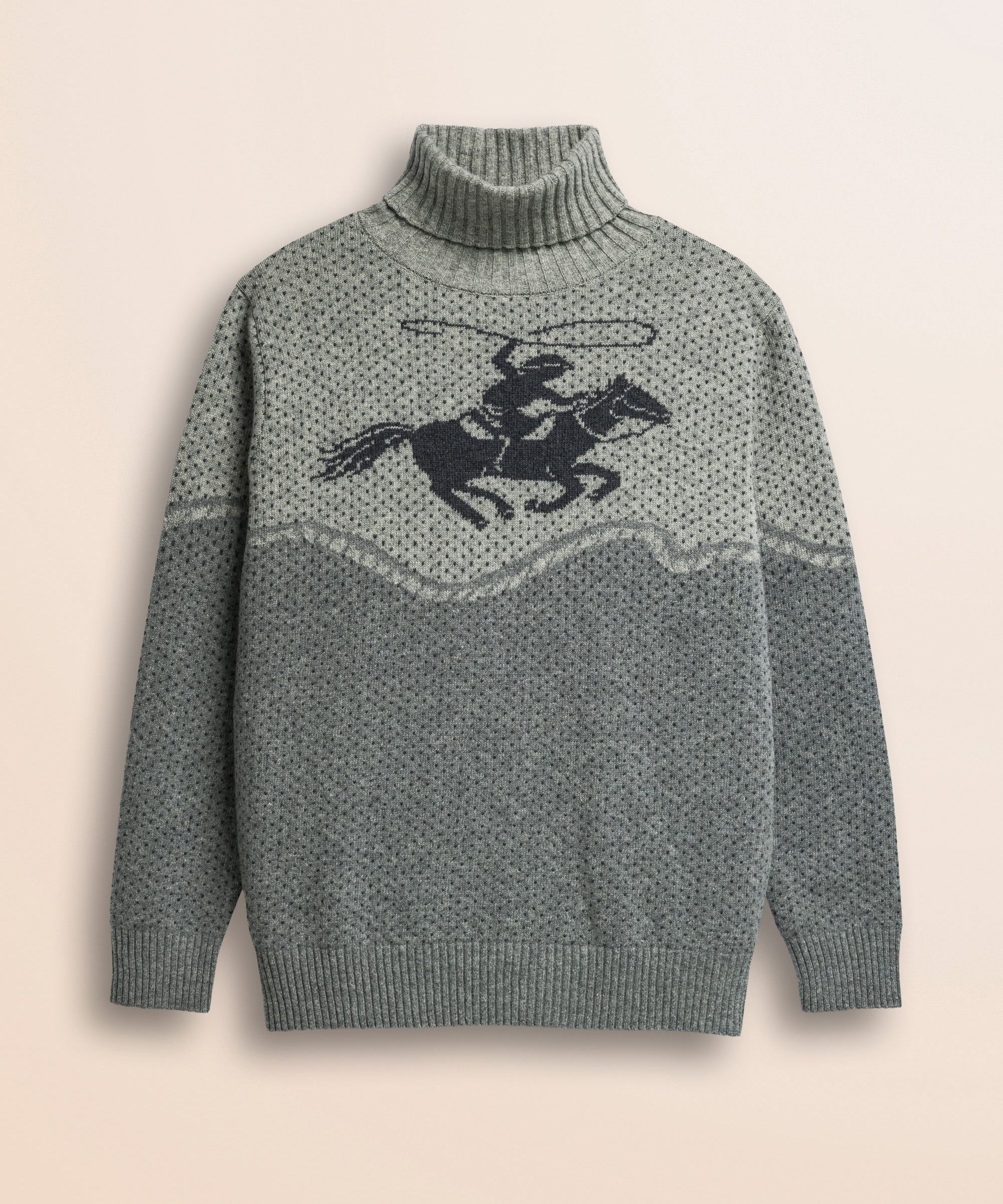 Maglione Jacquard Heritage Western fronte - Grey Melange