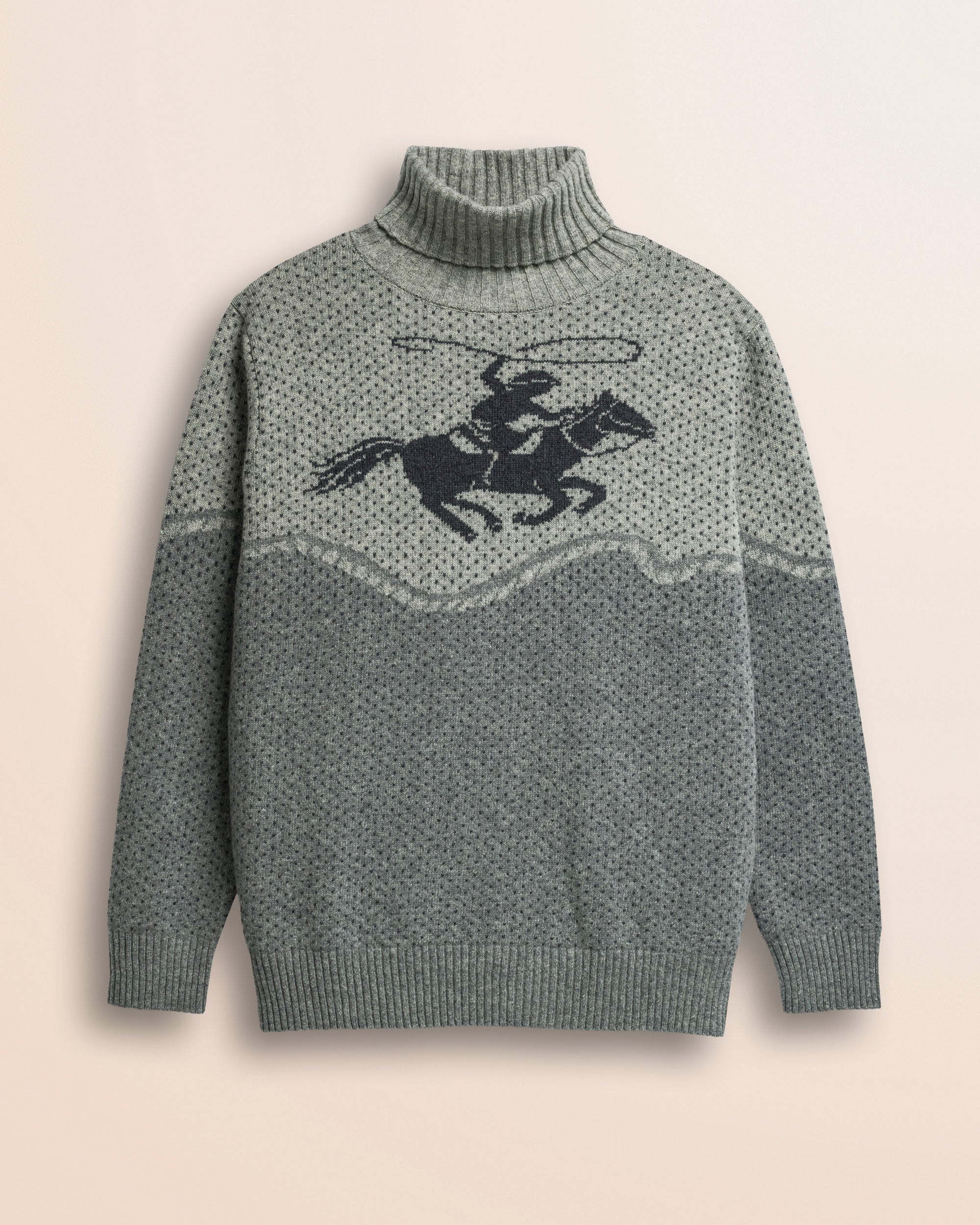 Maglione Jacquard Heritage Western fronte - Grey Melange