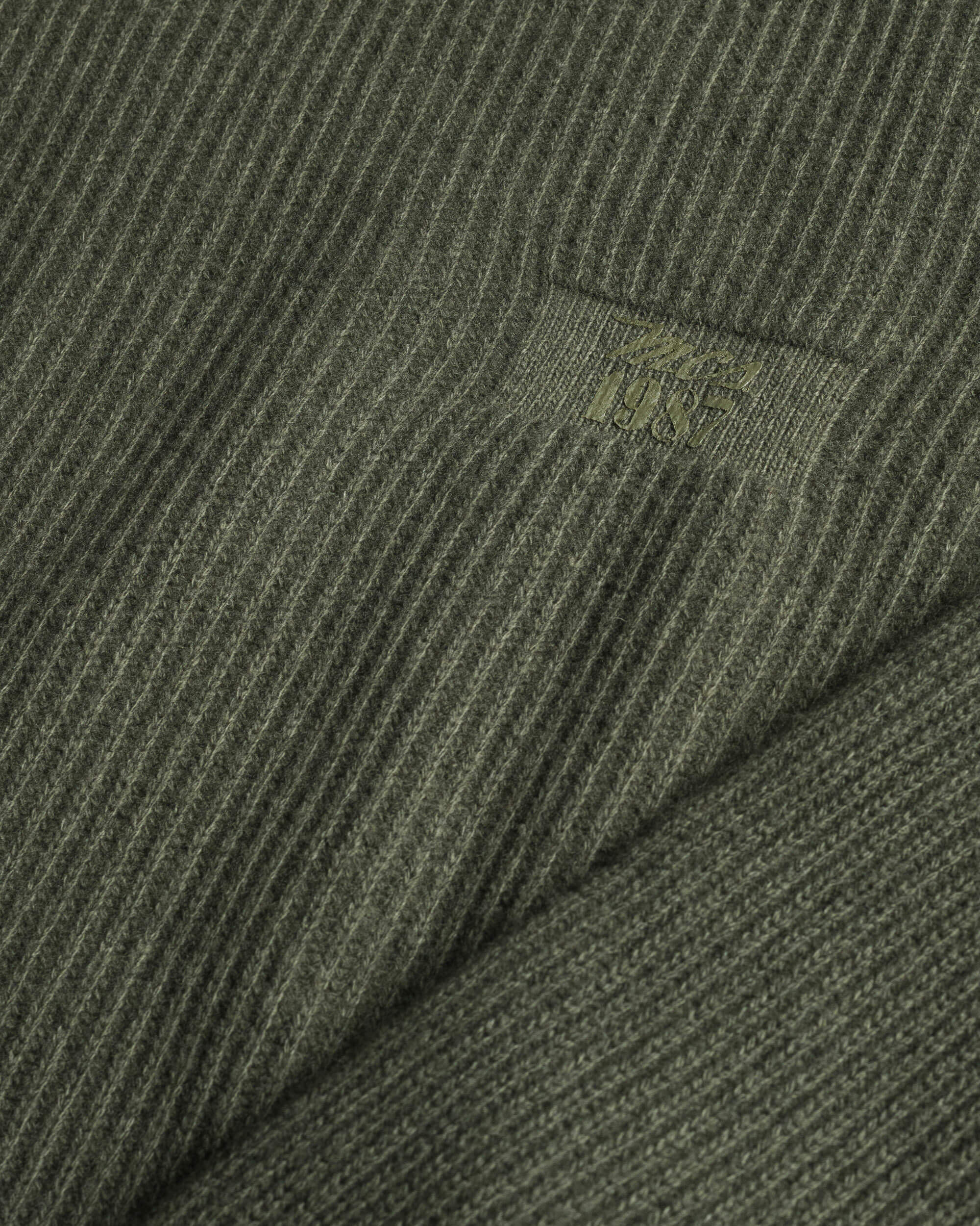 Maglione a Coste con Logo Stampato dettaglio - Army Olive