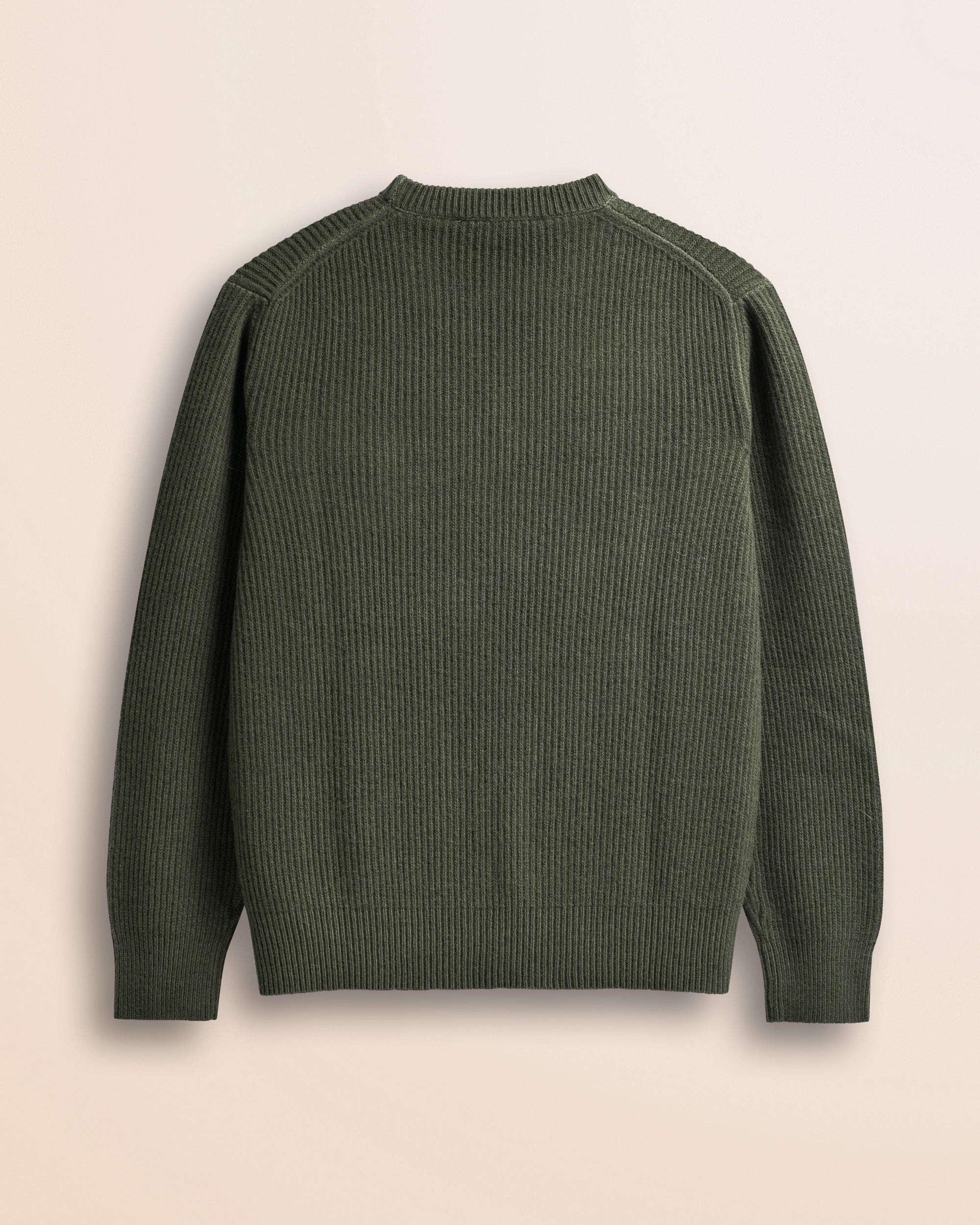 Maglione a Coste con Logo Stampato retro - Army Olive