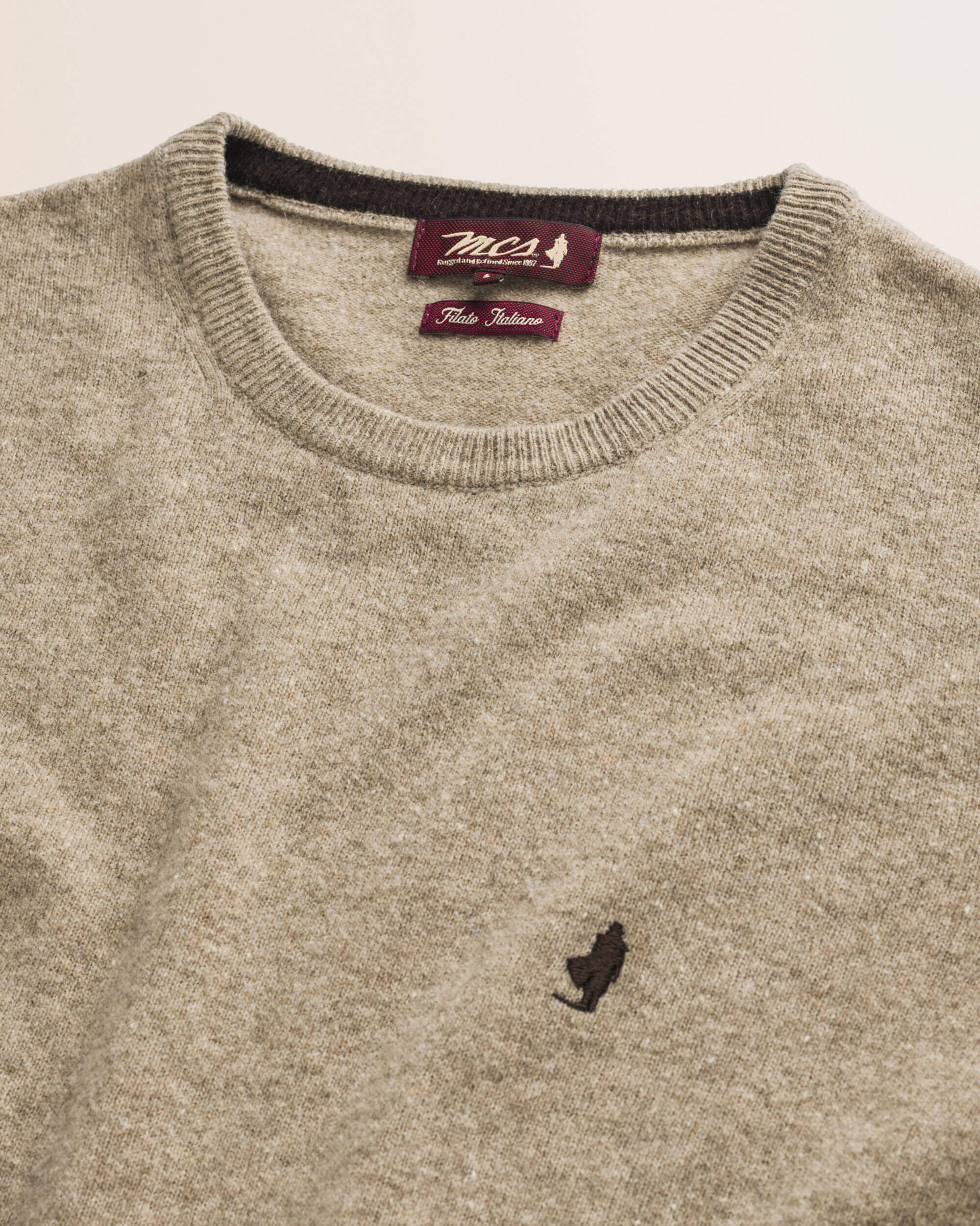Maglia Girocollo in Lambswool  dettaglio - Sand