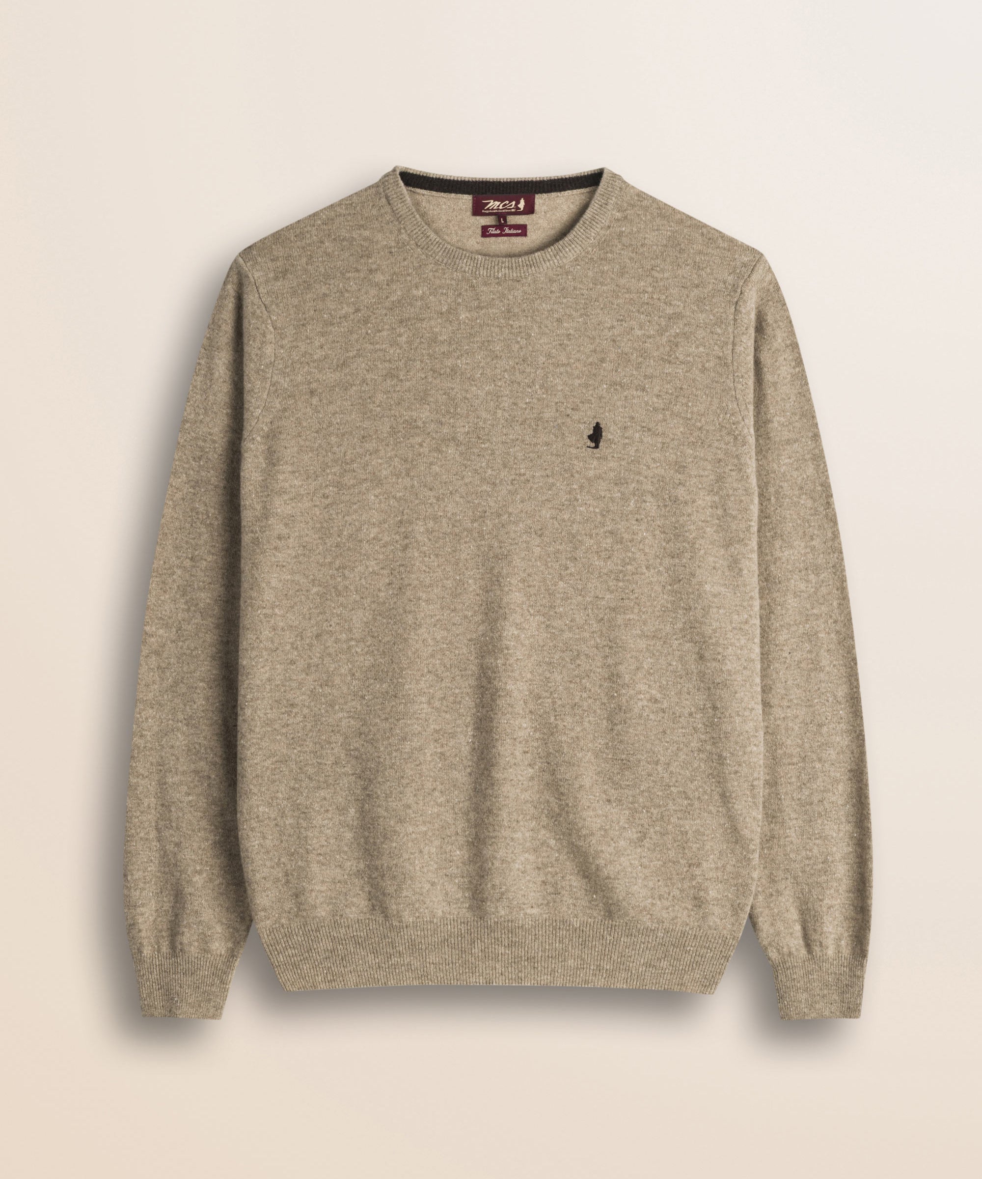 Maglia Girocollo in Lambswool  fronte - Sand