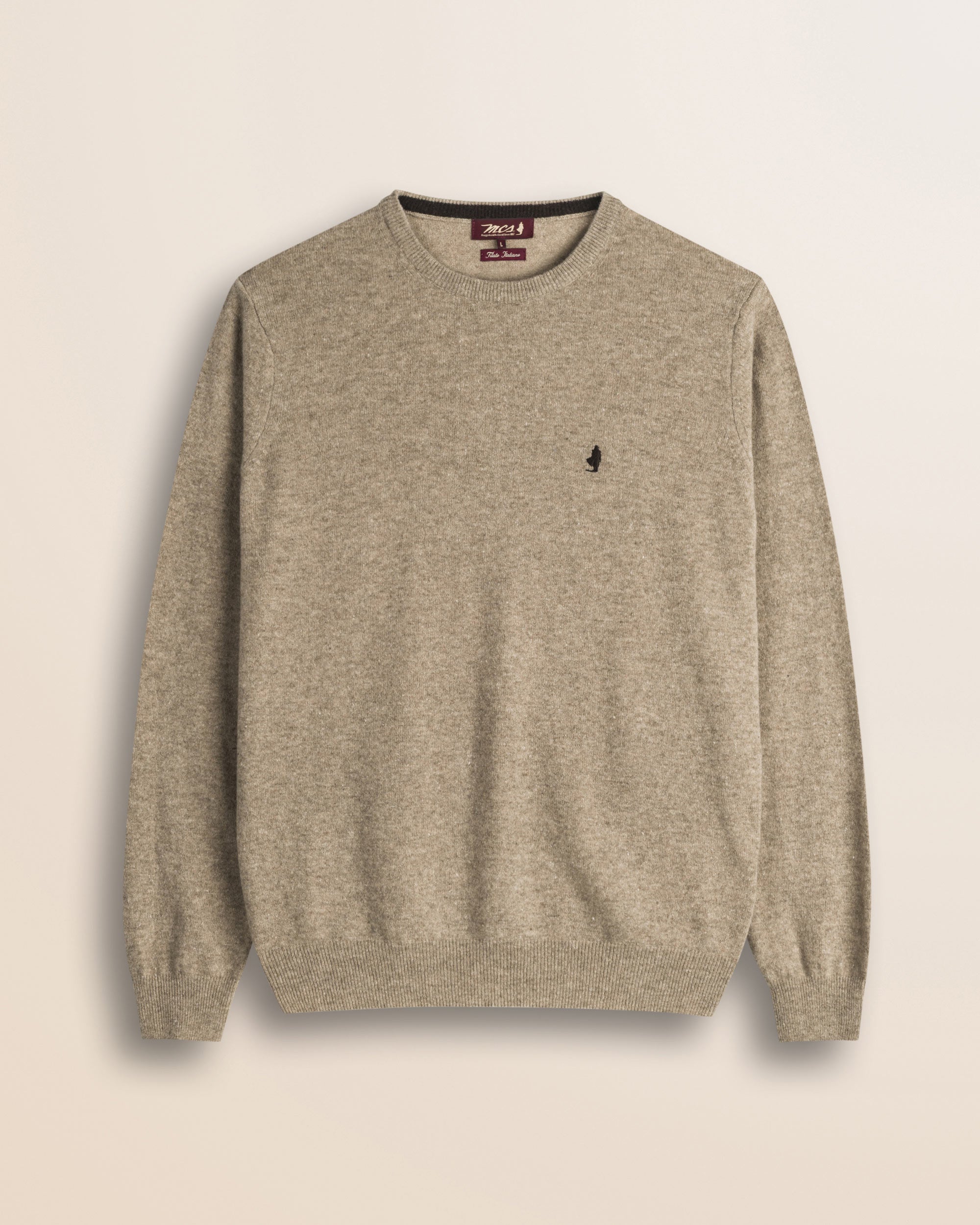 Maglia Girocollo in Lambswool  fronte - Sand