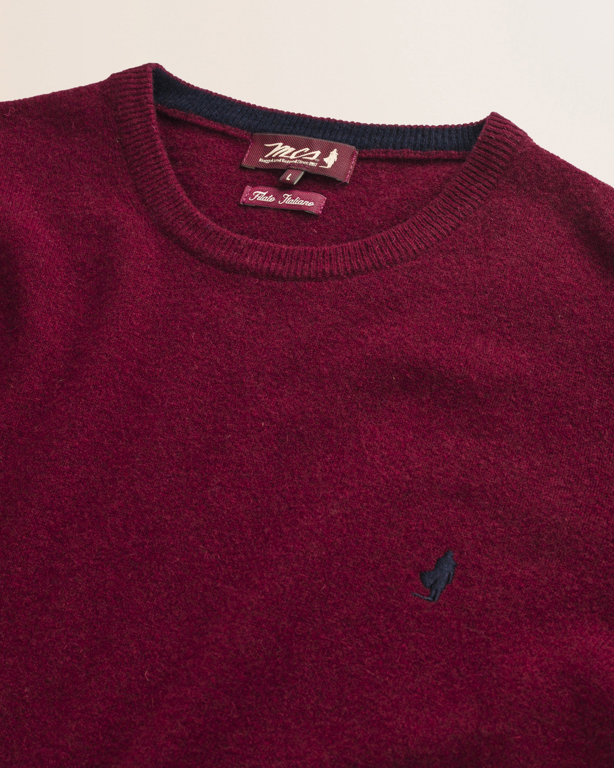 Maglia Girocollo in Lambswool  dettaglio - Burgundy