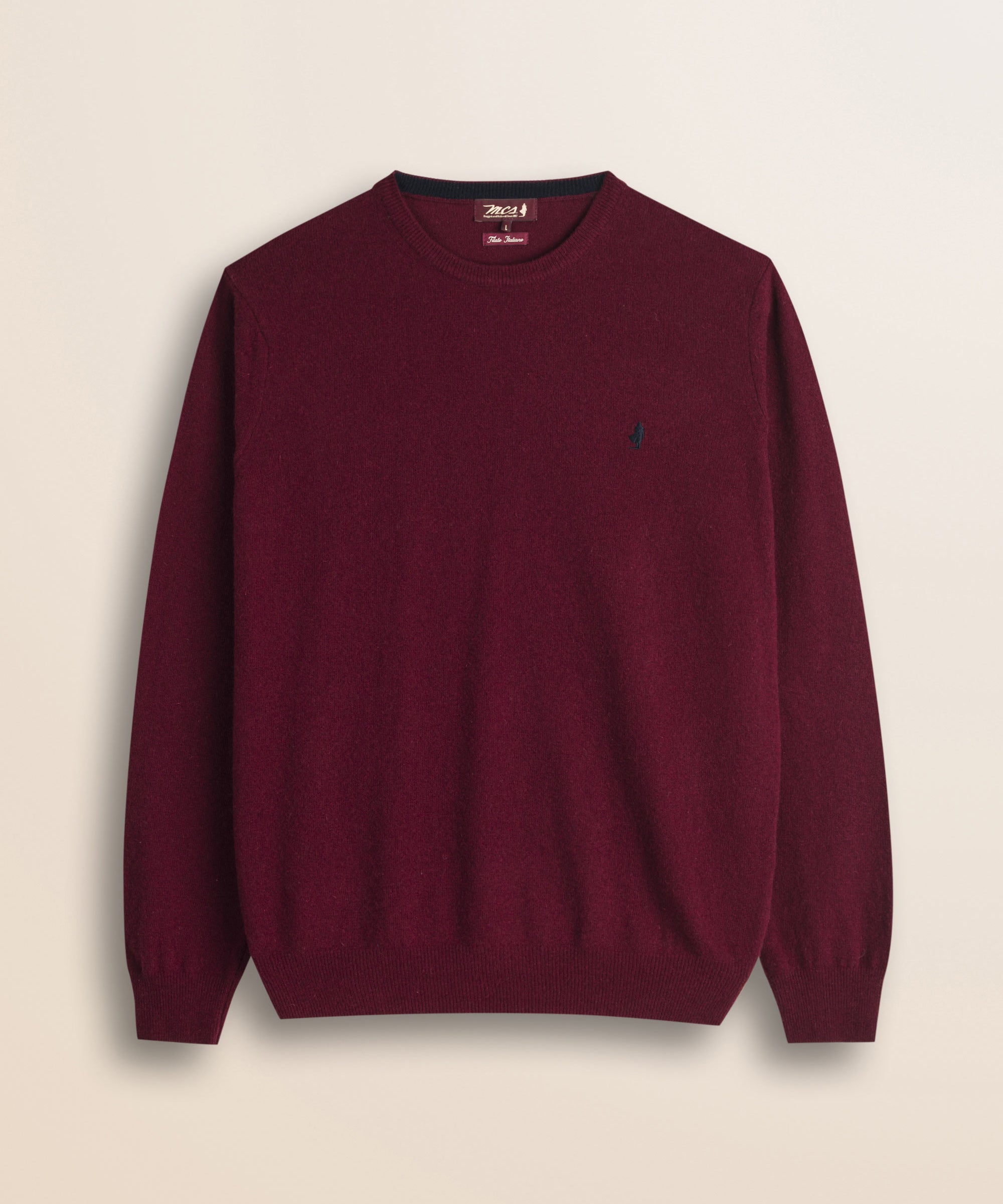 Maglia Girocollo in Lambswool  fronte - Burgundy