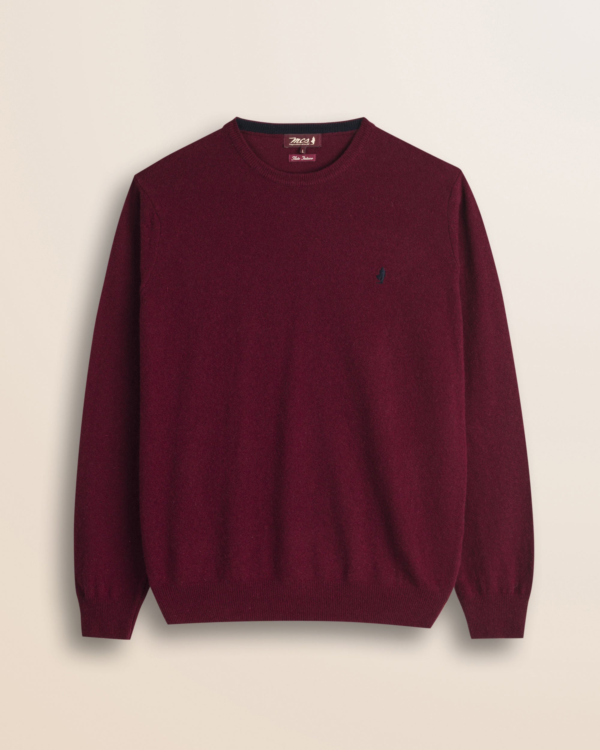 Maglia Girocollo in Lambswool  fronte - Burgundy
