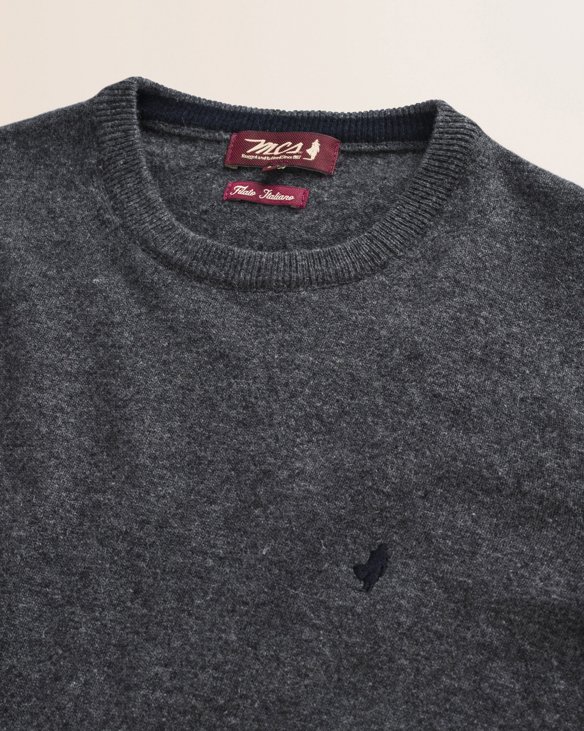 Maglia Girocollo in Lambswool  dettaglio - Grey