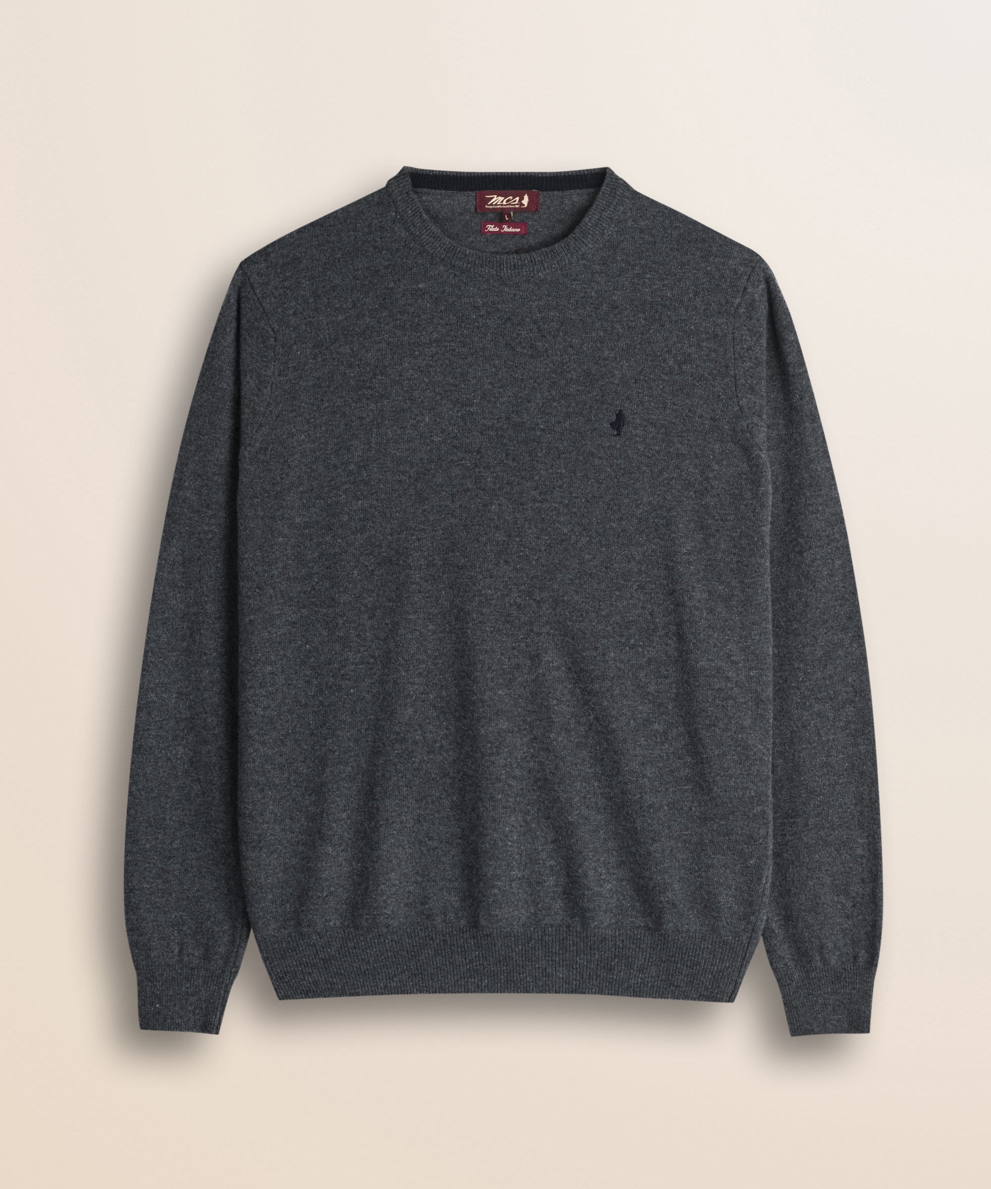 Maglia Girocollo in Lambswool  fronte - Grey