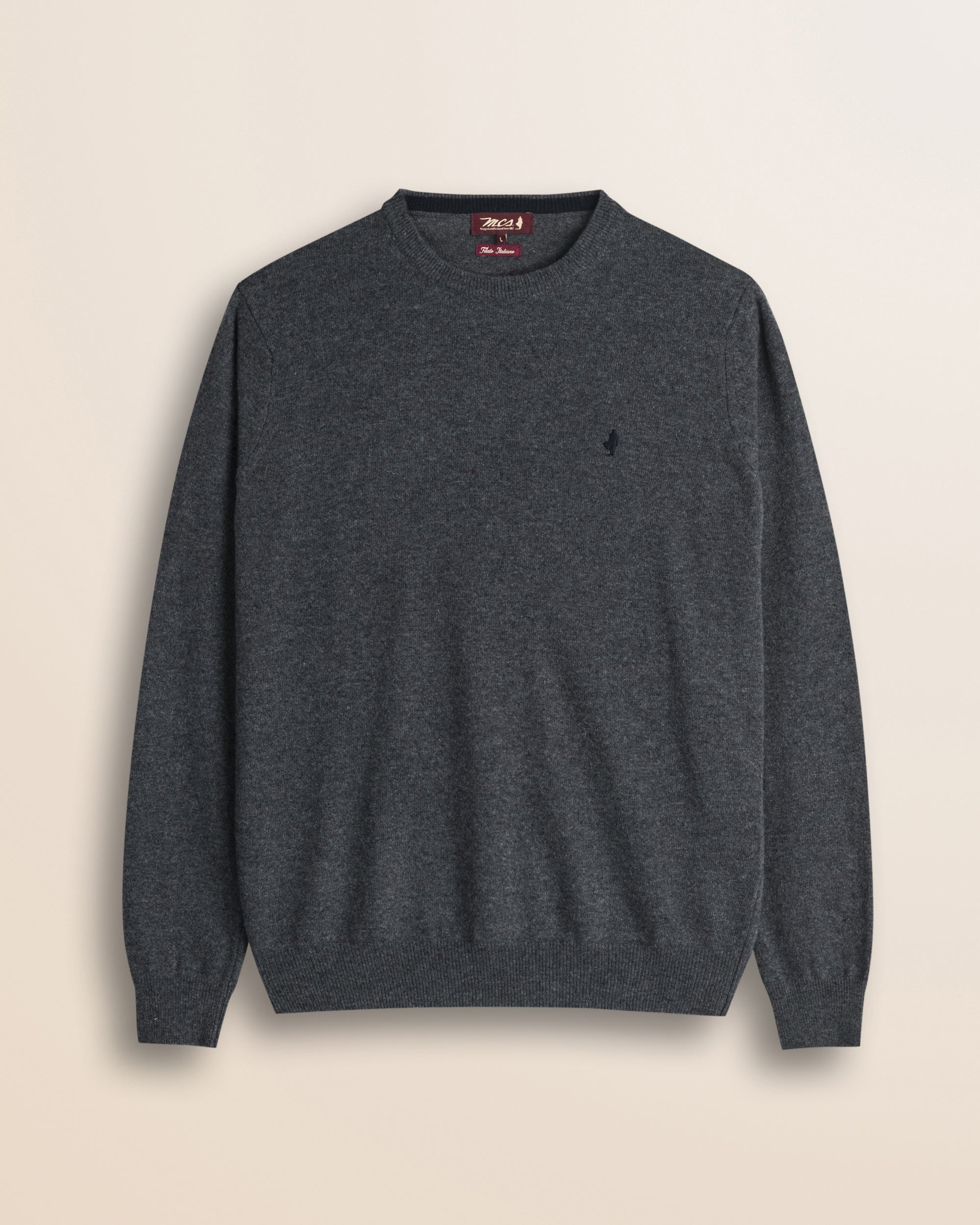 Maglia Girocollo in Lambswool  fronte - Grey