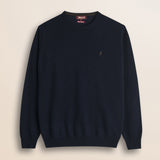 Maglia Girocollo in Lambswool  fronte - Navy Blue