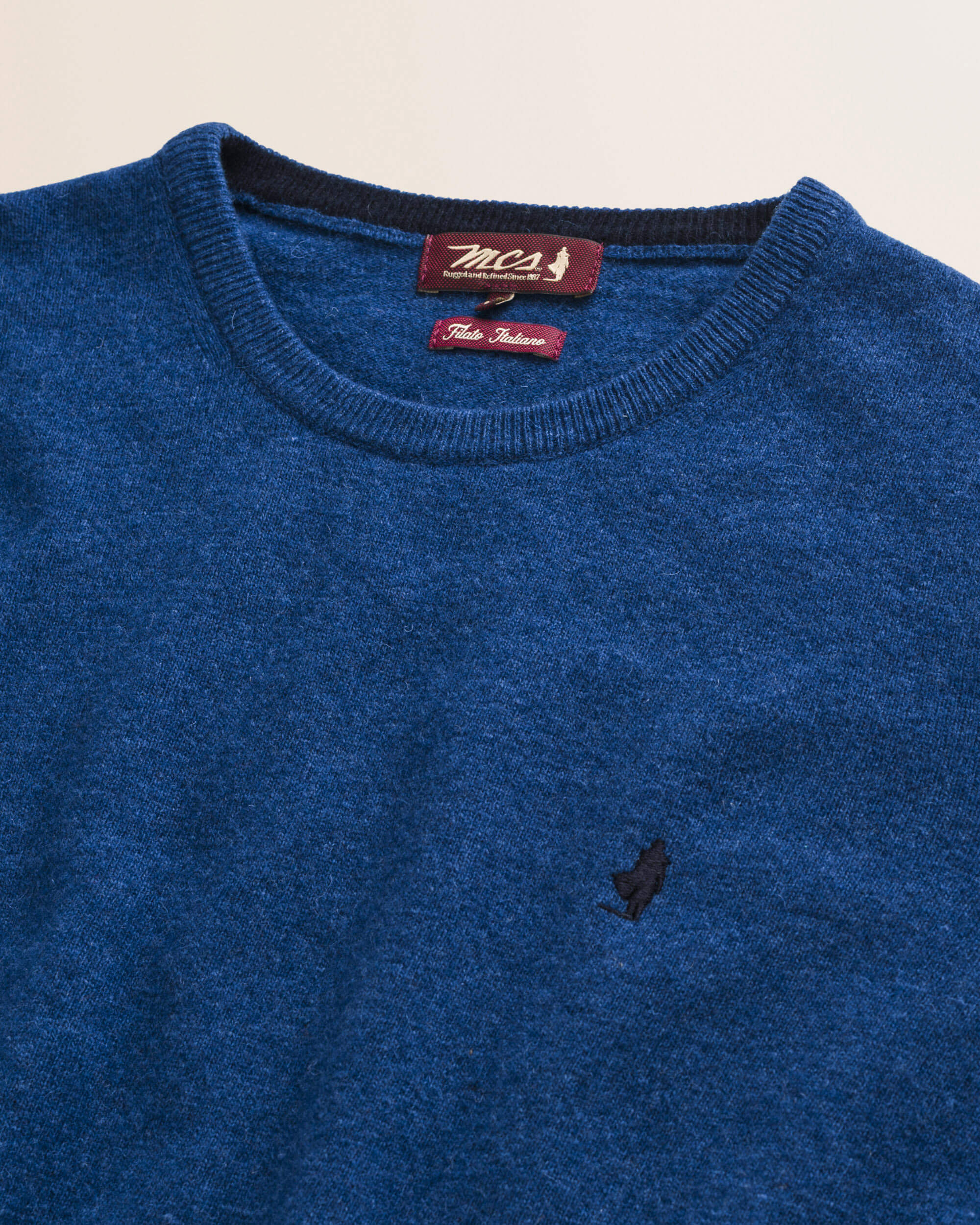 Maglia Girocollo in Lambswool  dettaglio - Medium Blue