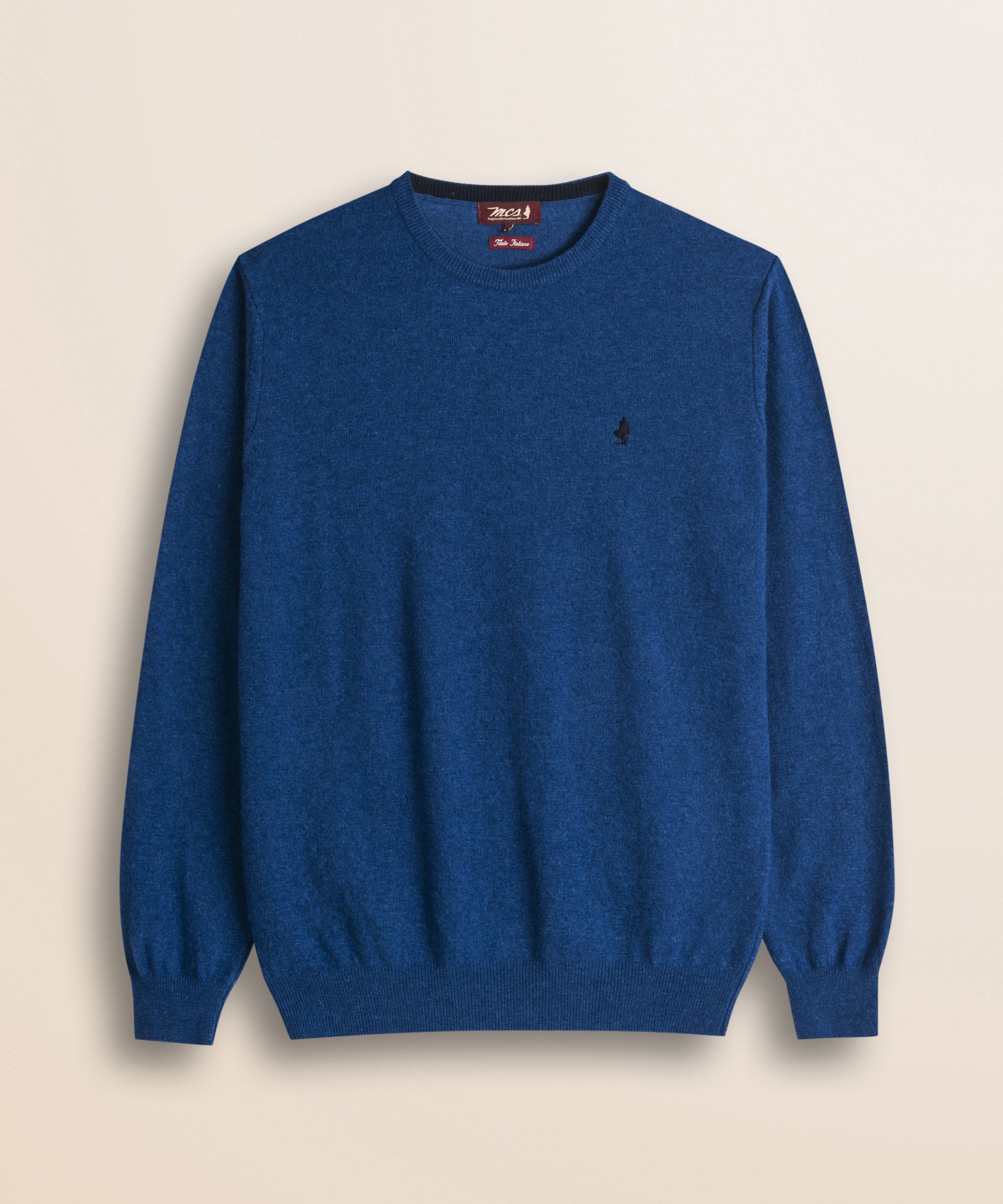 Maglia Girocollo in Lambswool  fronte - Medium Blue