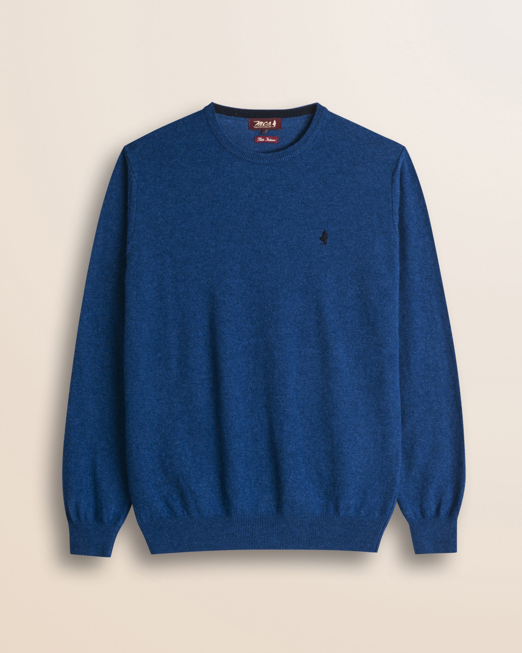Maglia Girocollo in Lambswool  fronte - Medium Blue