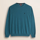 Maglia Girocollo in Lambswool  fronte - Atlantic Deep