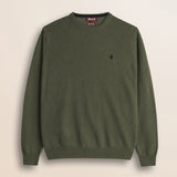 Maglia Girocollo in Lambswool  fronte - Olive Night