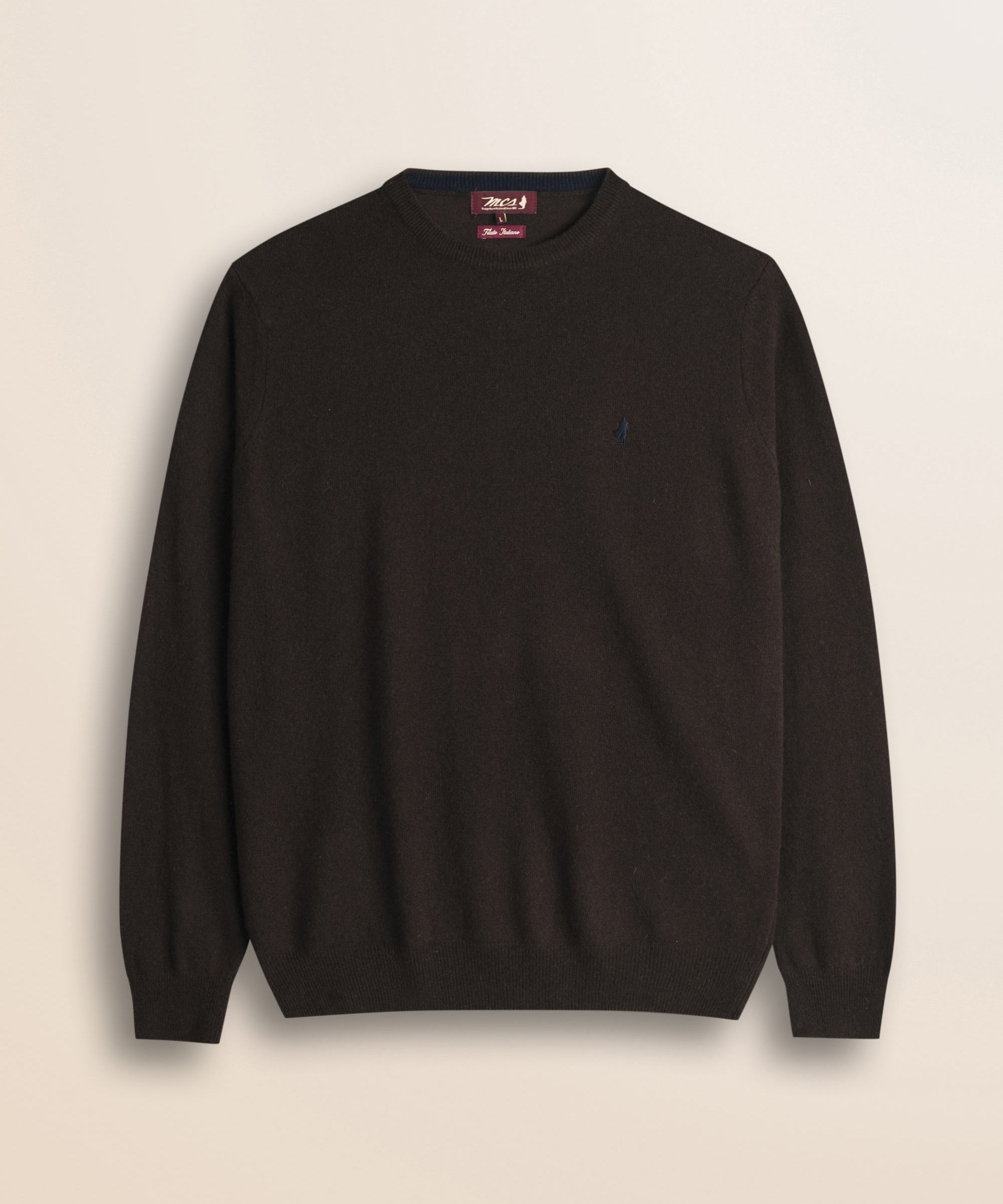 Maglia Girocollo in Lambswool  fronte - Chocolate