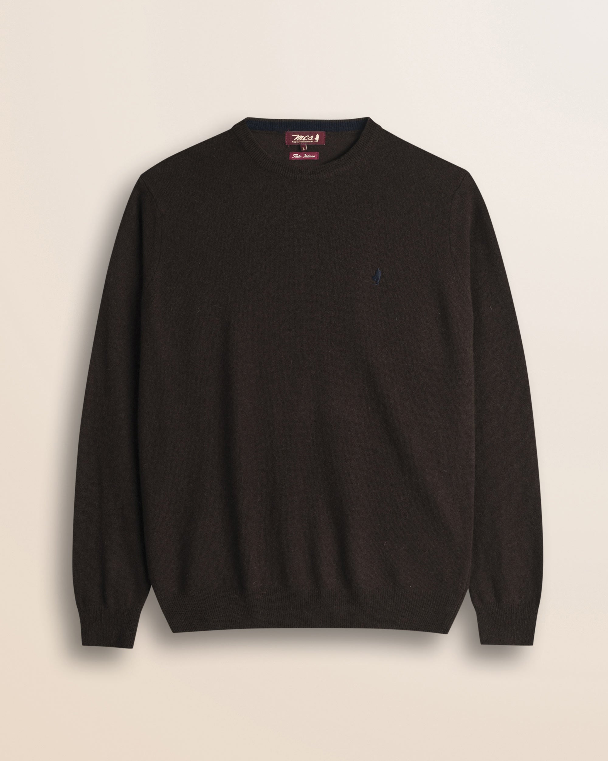 Maglia Girocollo in Lambswool  fronte - Chocolate