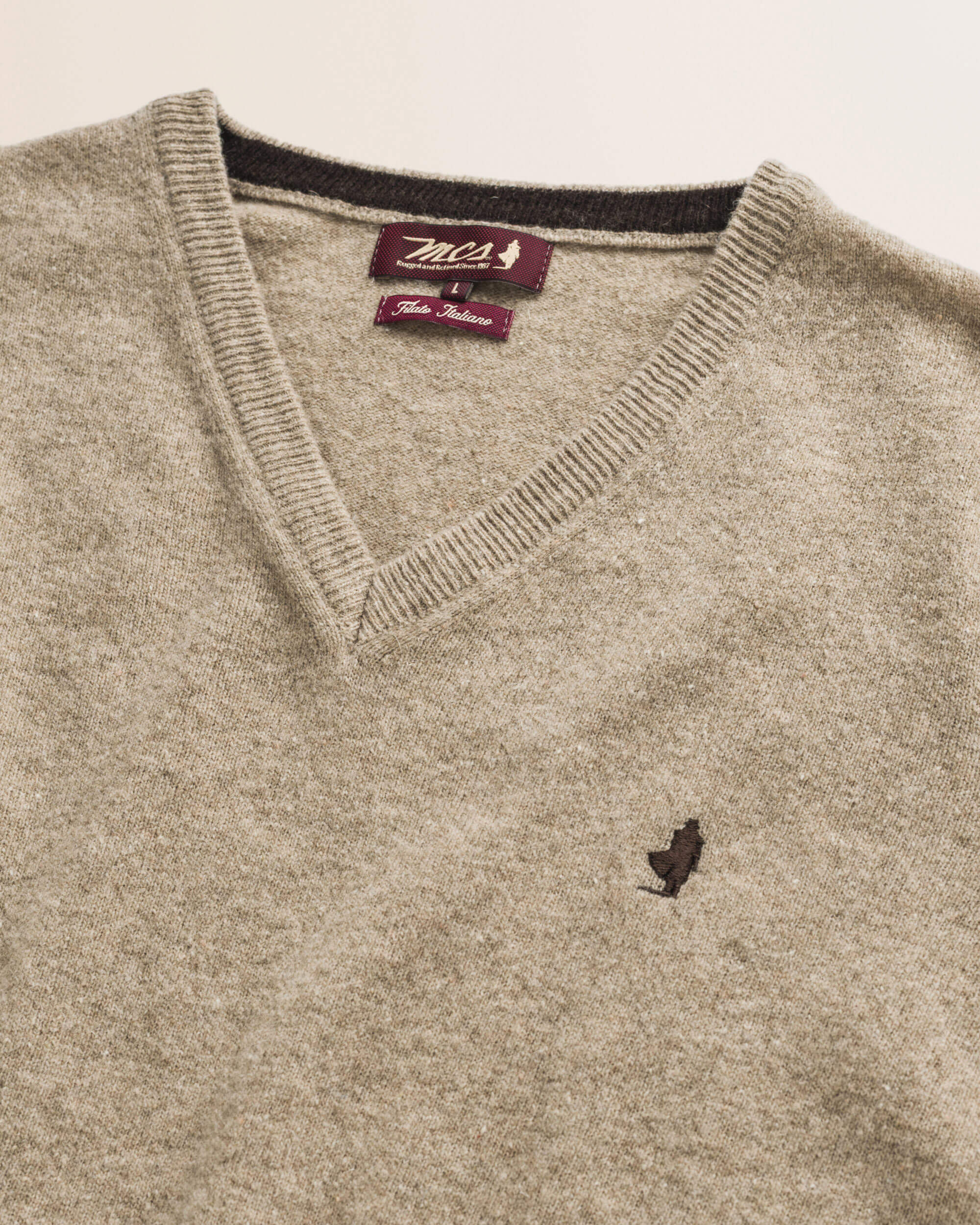 Maglia Scollo a V in Lambswool  dettaglio - Sand