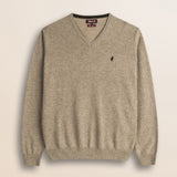 Maglia Scollo a V in Lambswool  fronte - Sand