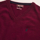 Maglia Scollo a V in Lambswool  dettaglio - Burgundy