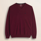 Maglia Scollo a V in Lambswool  fronte - Burgundy