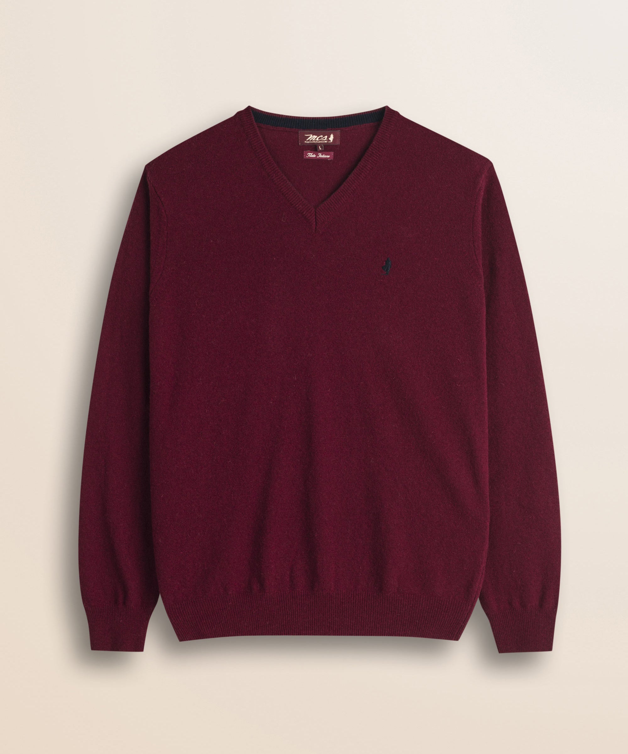 Maglia Scollo a V in Lambswool  fronte - Burgundy