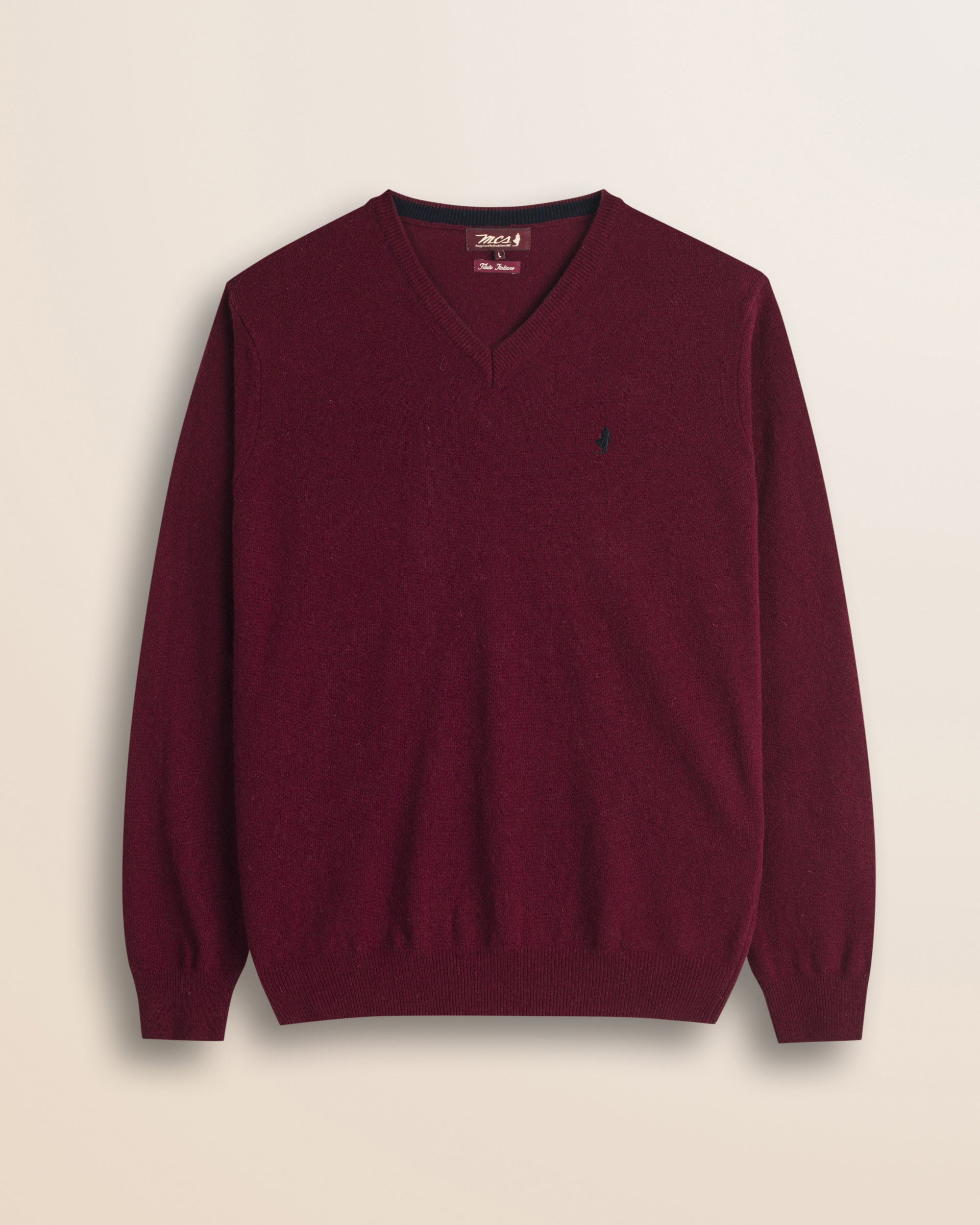 Maglia Scollo a V in Lambswool  fronte - Burgundy