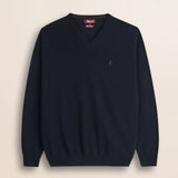 Maglia Scollo a V in Lambswool  fronte - Navy Blue