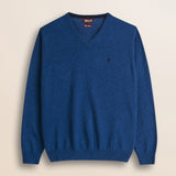 Maglia Scollo a V in Lambswool  fronte - Medium Blue