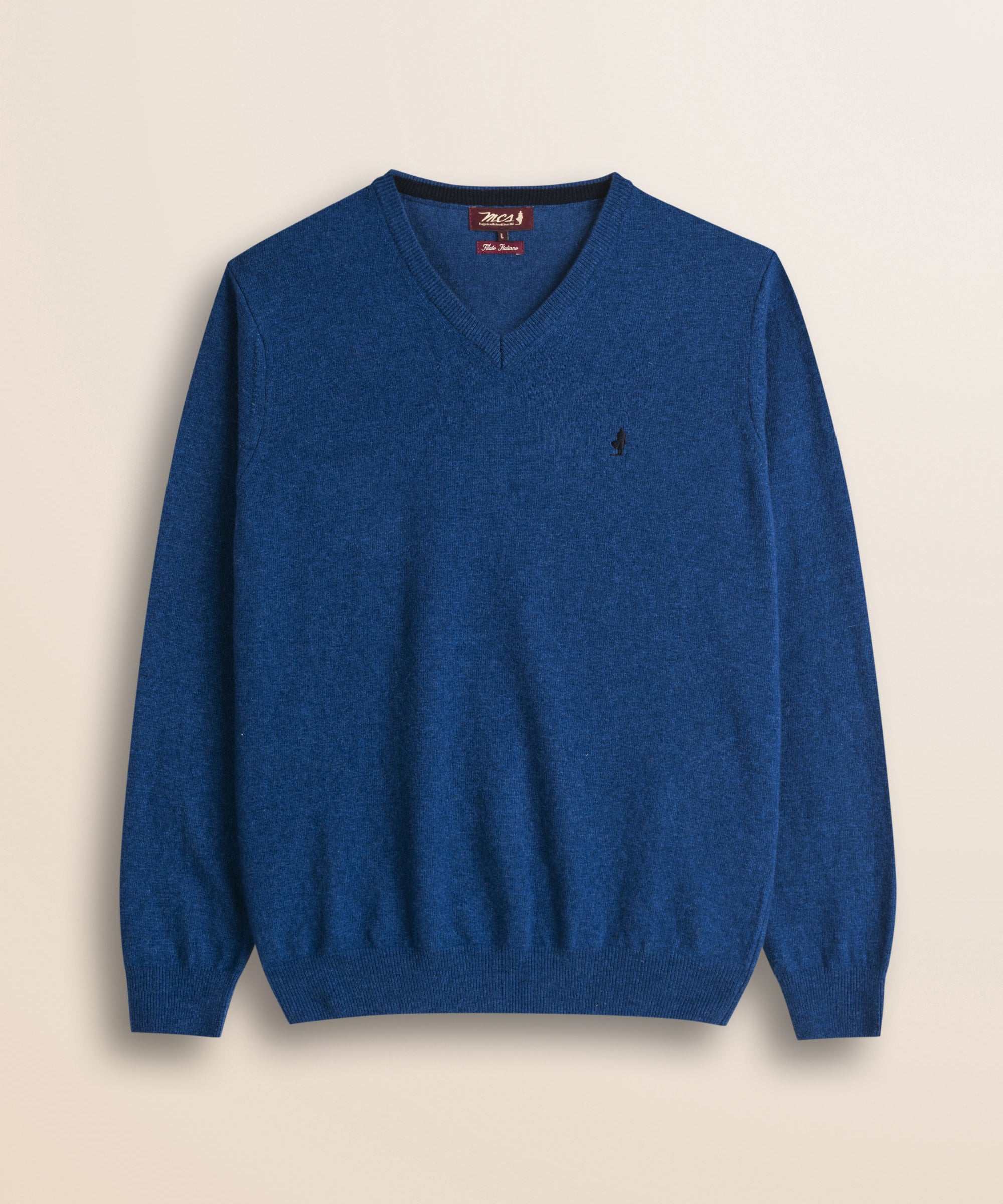 Maglia Scollo a V in Lambswool  fronte - Medium Blue