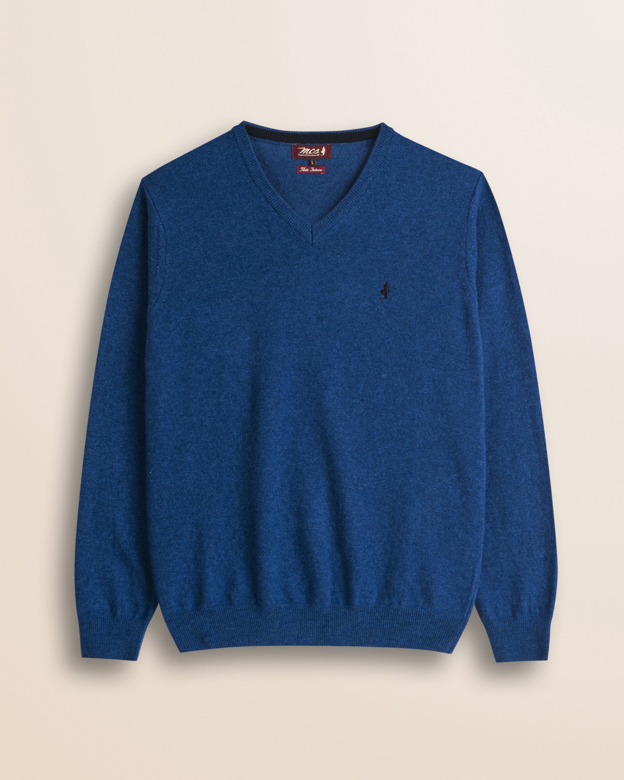 Maglia Scollo a V in Lambswool  fronte - Medium Blue