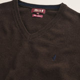 Maglia Scollo a V in Lambswool  dettaglio - Chocolate