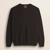 Maglia Scollo a V in Lambswool  fronte - Chocolate
