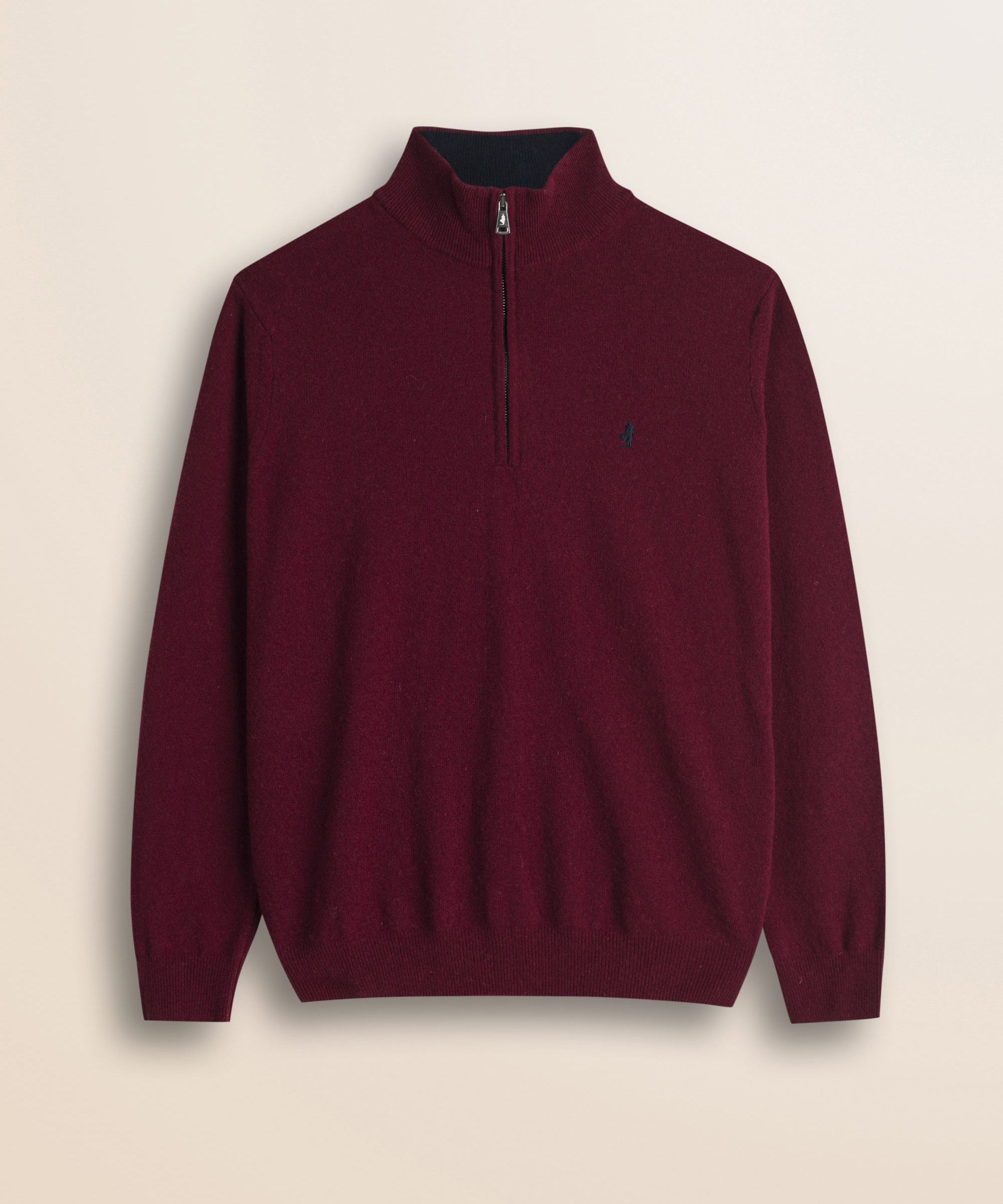 Maglia Mezza Zip in Lambswool  fronte - Burgundy