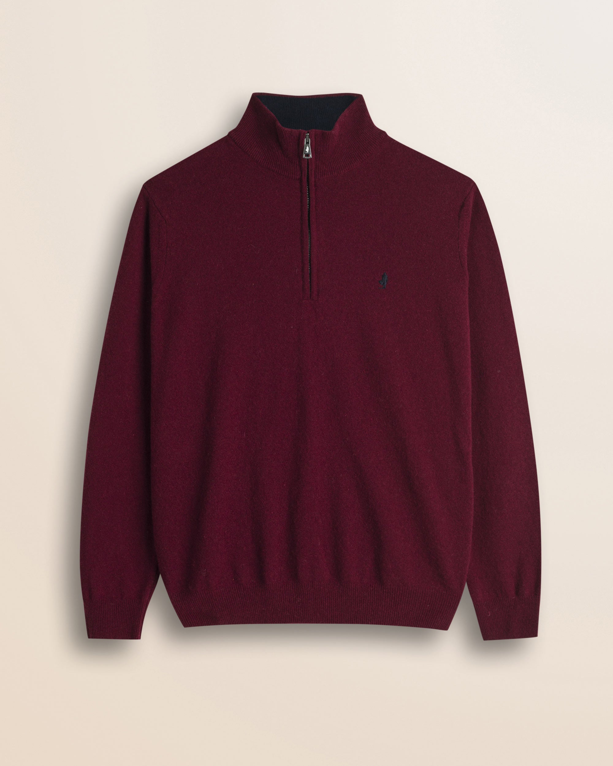 Maglia Mezza Zip in Lambswool  fronte - Burgundy