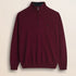 Maglia Mezza Zip in Lambswool  fronte - Burgundy